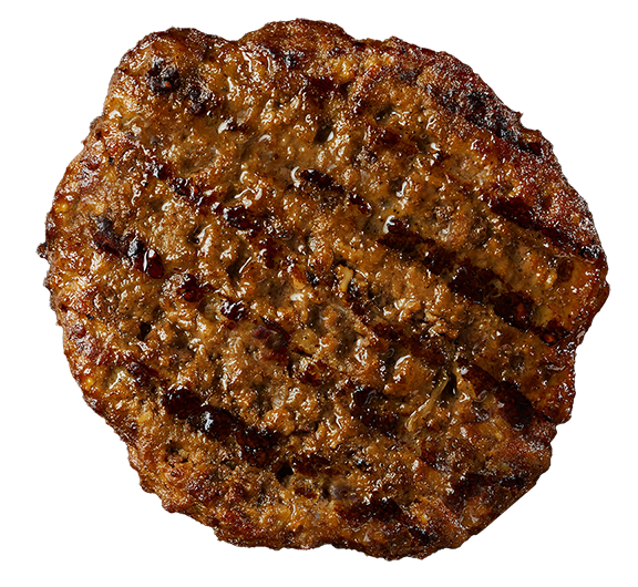 Don Lee Farms flame-grilled USDA Choice Angus beef patty, top view