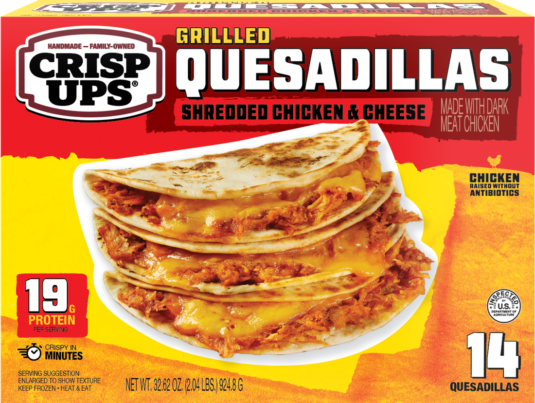 CrispUps Shredded Chicken & Cheese Quesadillas package