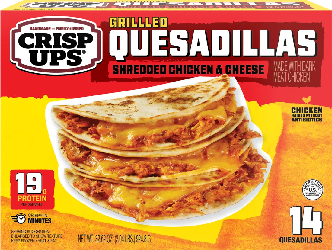 CrispUps Shredded Chicken & Cheese Quesadillas package