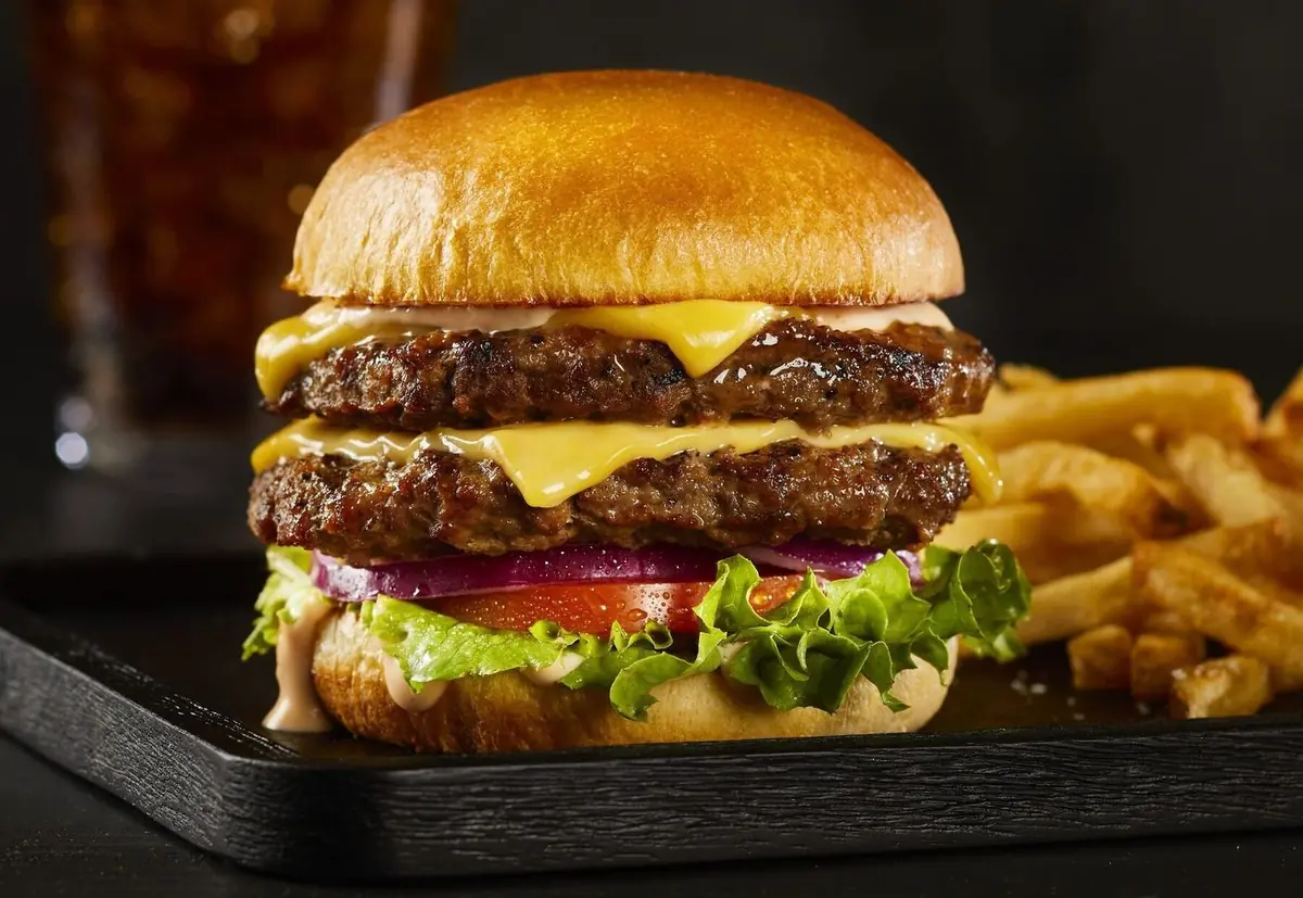 Don Lee Farms flame-grilled Angus burger and fries