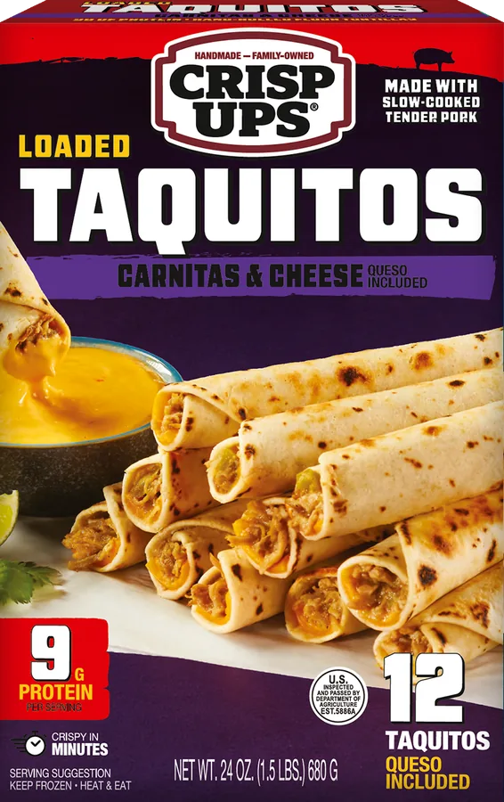 Carnitas & Cheese Taquitos with Queso