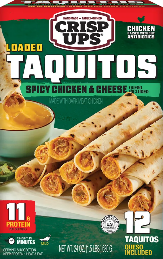 Spicy Chicken & Cheese Taquitos with Queso