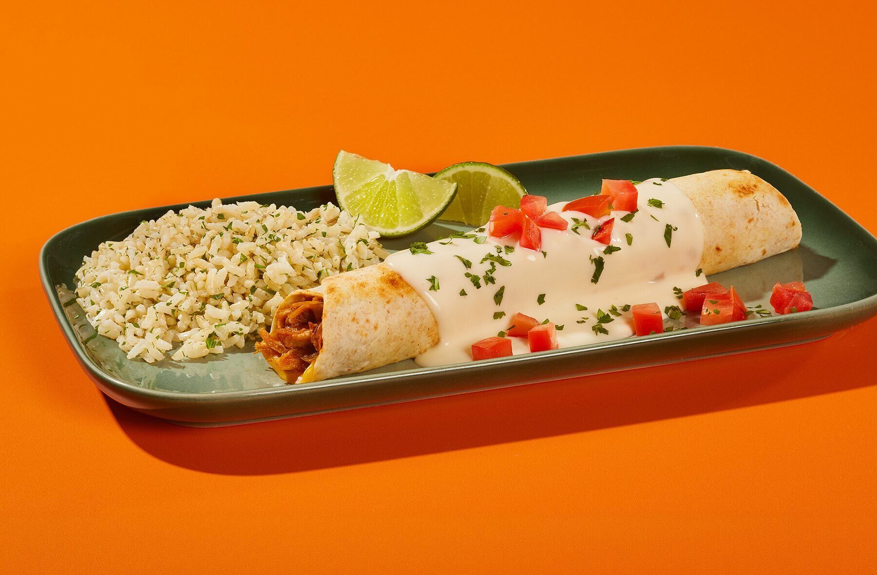Shredded chicken chimichanga handhelds